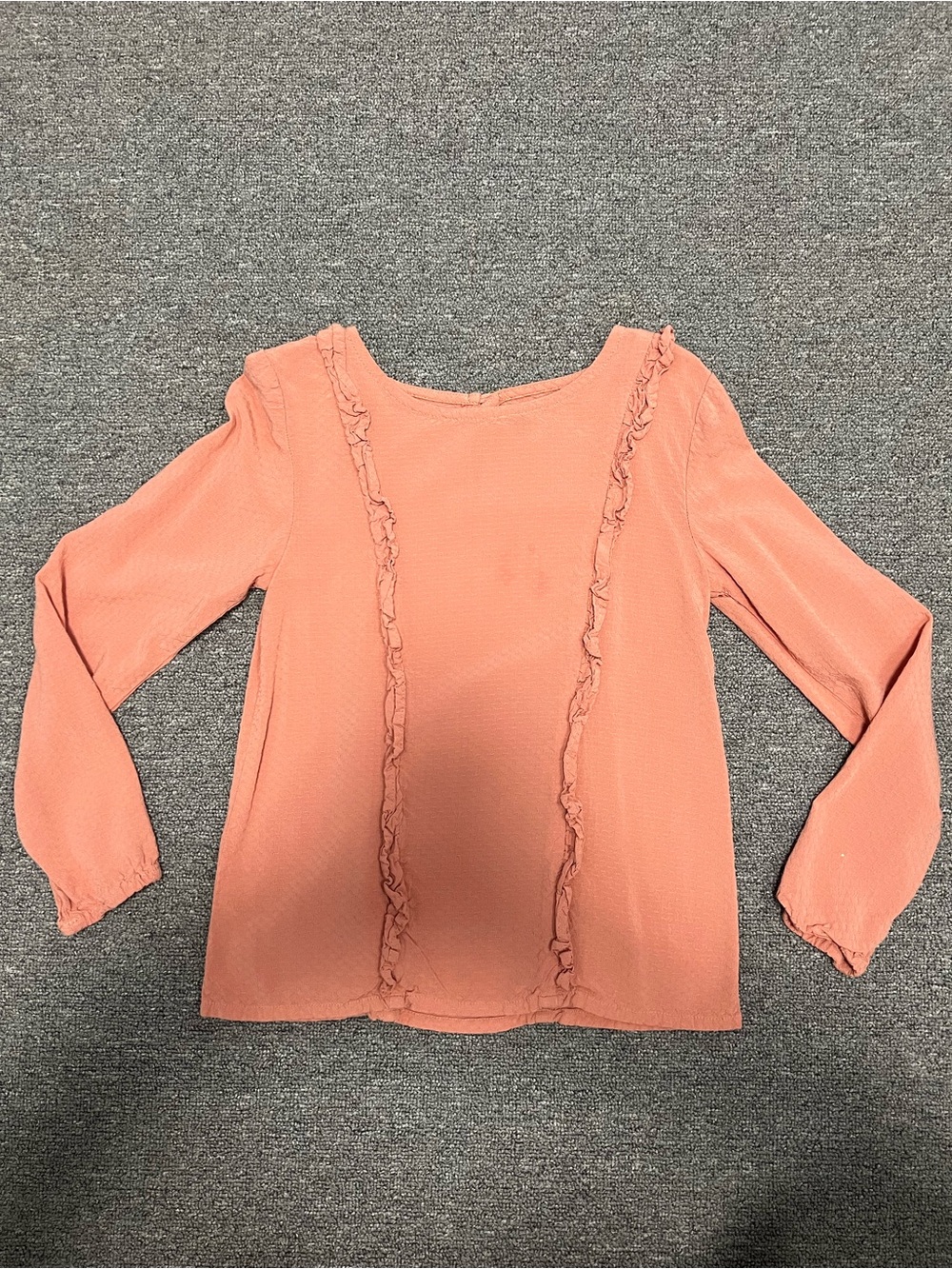 Girls' Coral Ruffle-Trim Long Sleeve Top